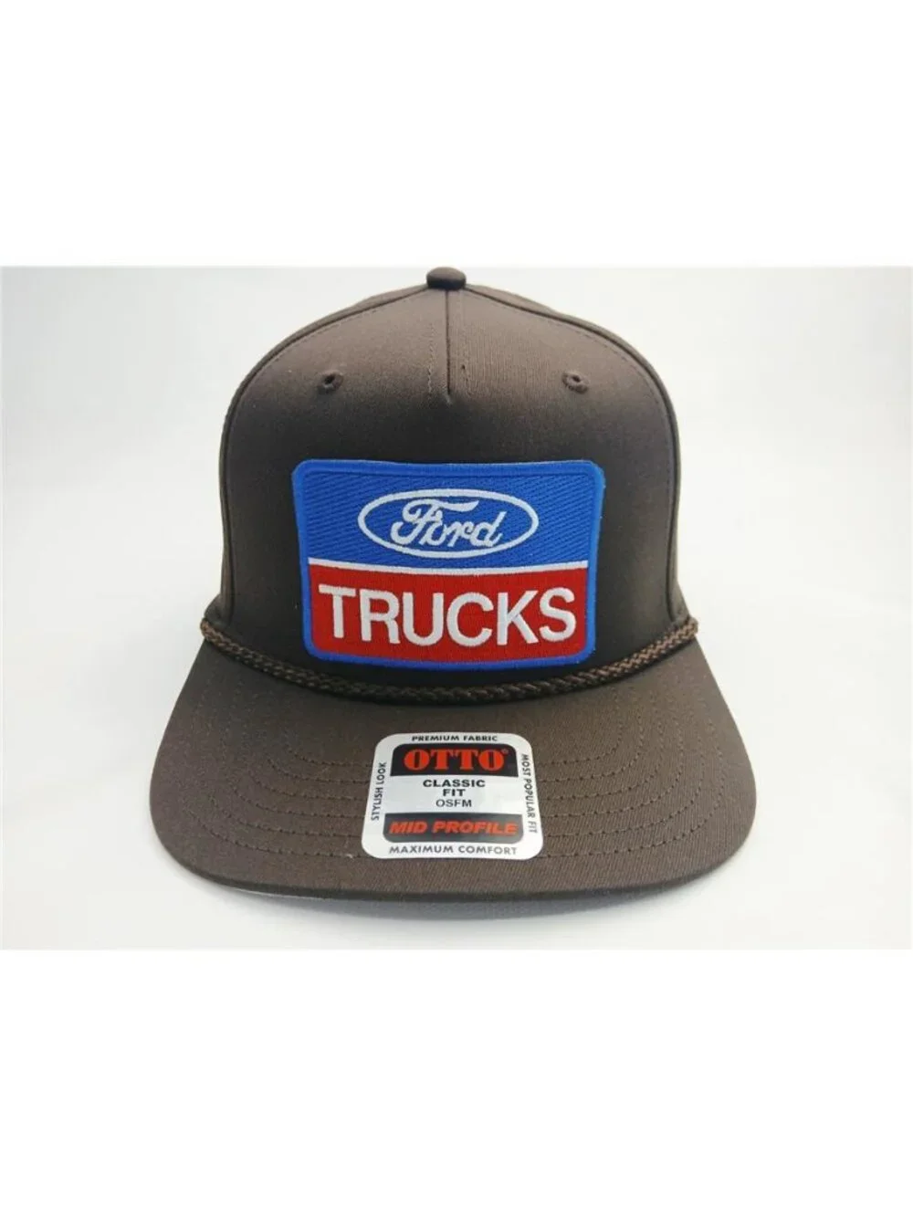 Retro Ford Trucks Embroidered Patch Hat Otto Brown Rope Snapback Flat Bill 80s